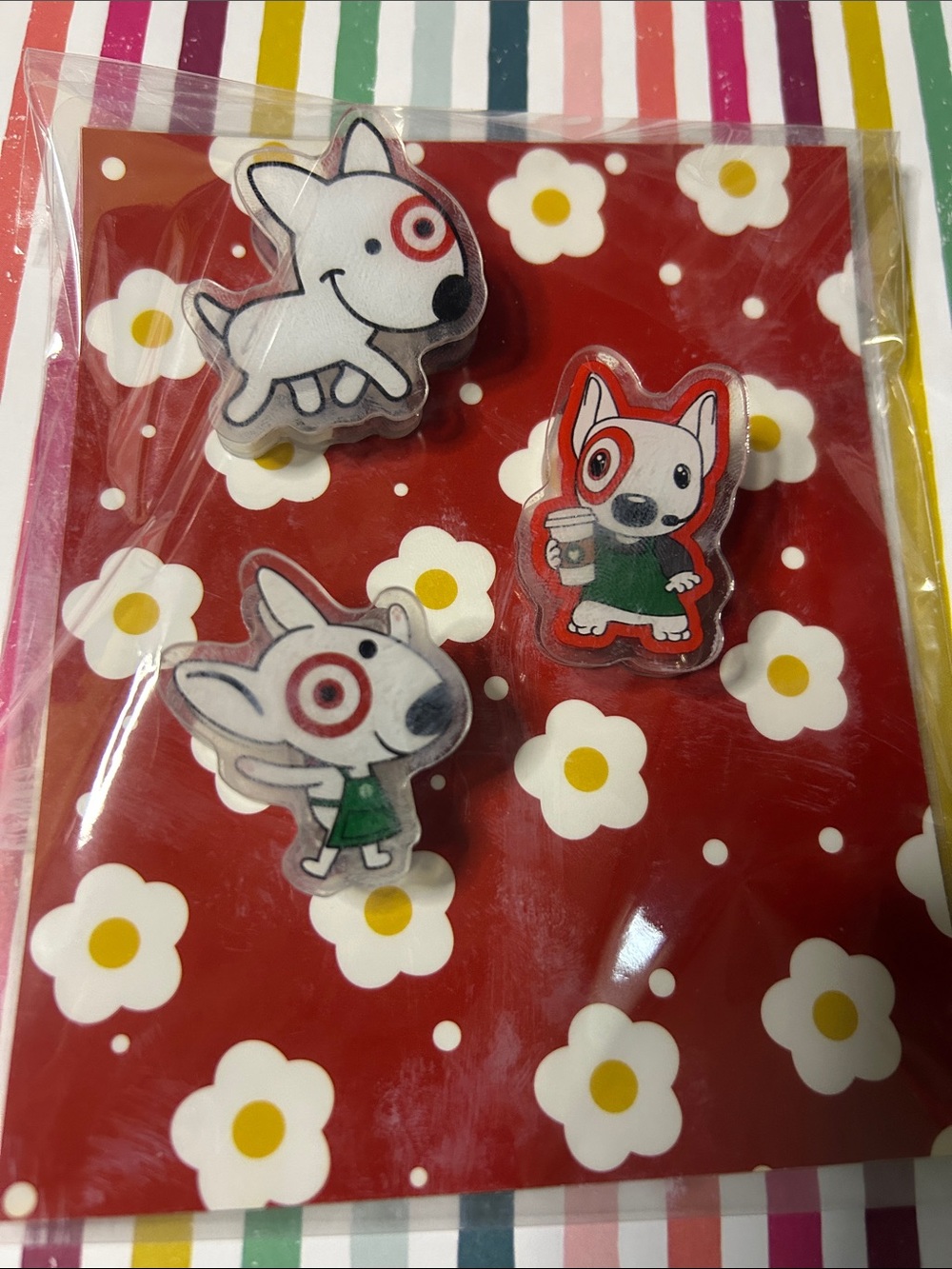 Bullseye Dog Acrylic Binder clips - Red & White